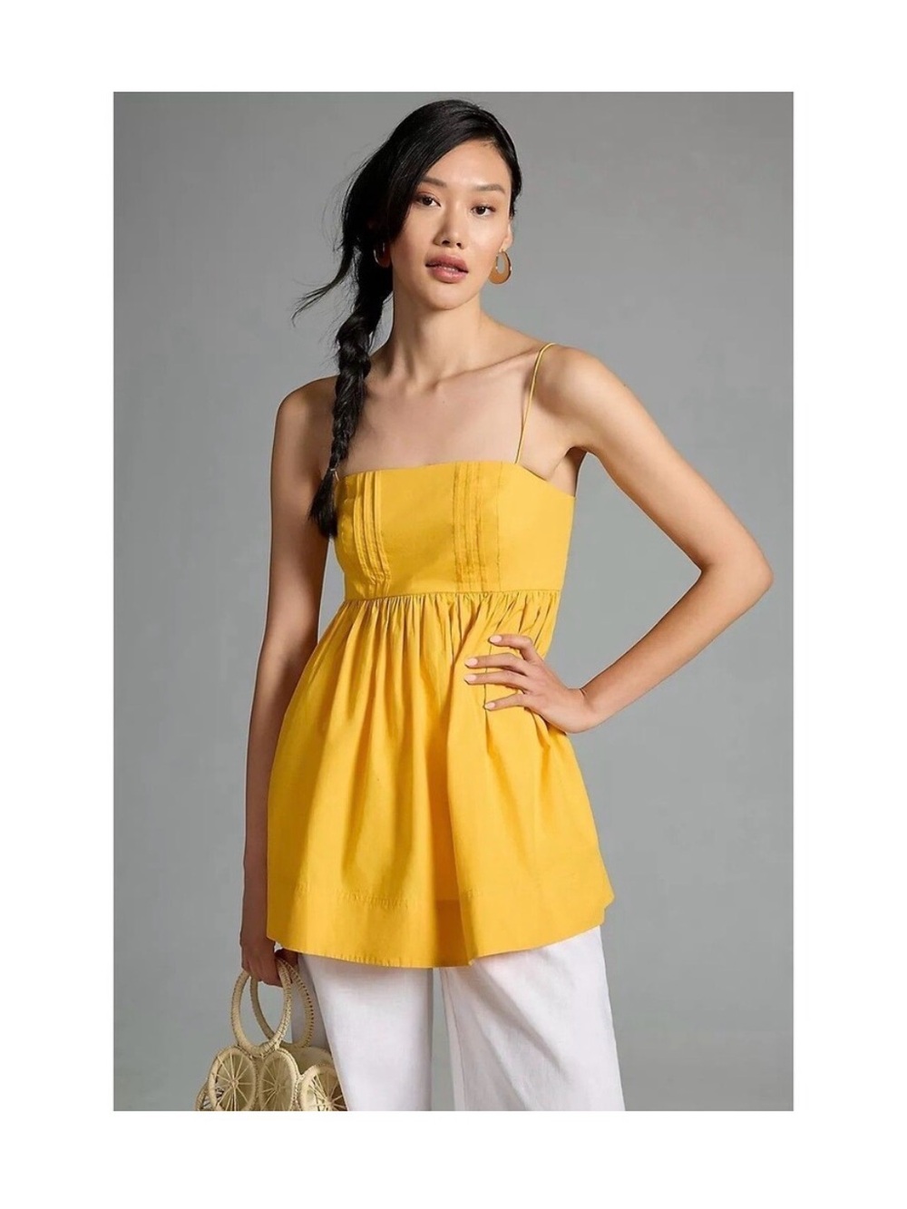 Maeve Anthropologie XS Yellow Babydoll Top Y2K